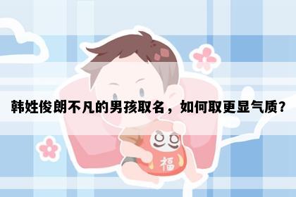 韩姓俊朗不凡的男孩取名，如何取更显气质？
