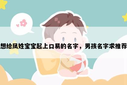 想给凤姓宝宝起上口易的名字，男孩名字求推荐