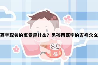 嘉字取名的寓意是什么？男孩用嘉字的吉祥含义