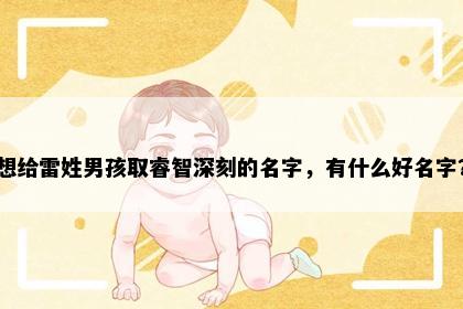 想给雷姓男孩取睿智深刻的名字，有什么好名字？