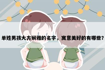 单姓男孩大方娴雅的名字，寓意美好的有哪些？