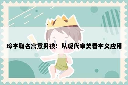 璋字取名寓意男孩：从现代审美看字义应用